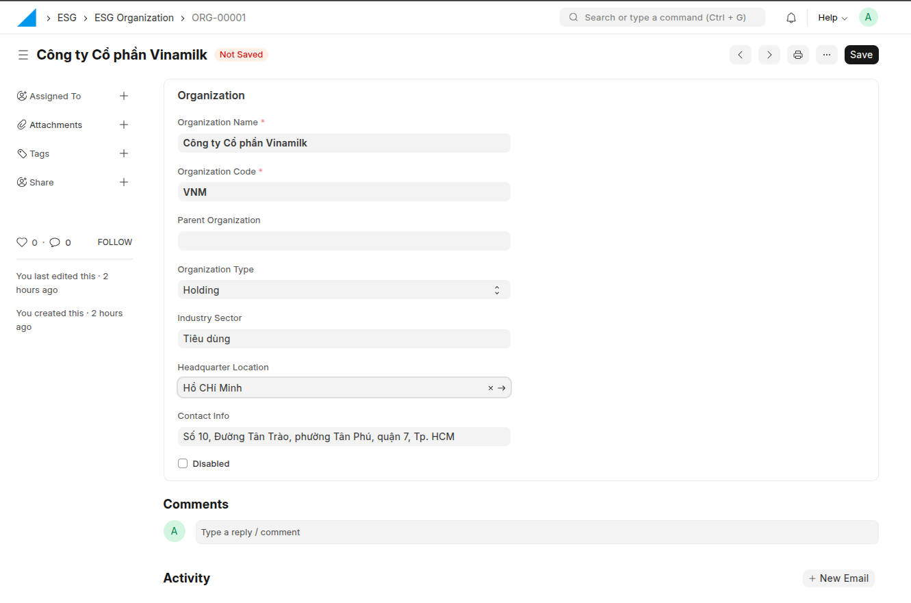 Organization Profile Example